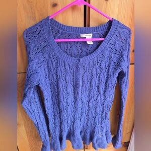 DKNY Jeans Purple Lacy Peplum Sweaters Size Small